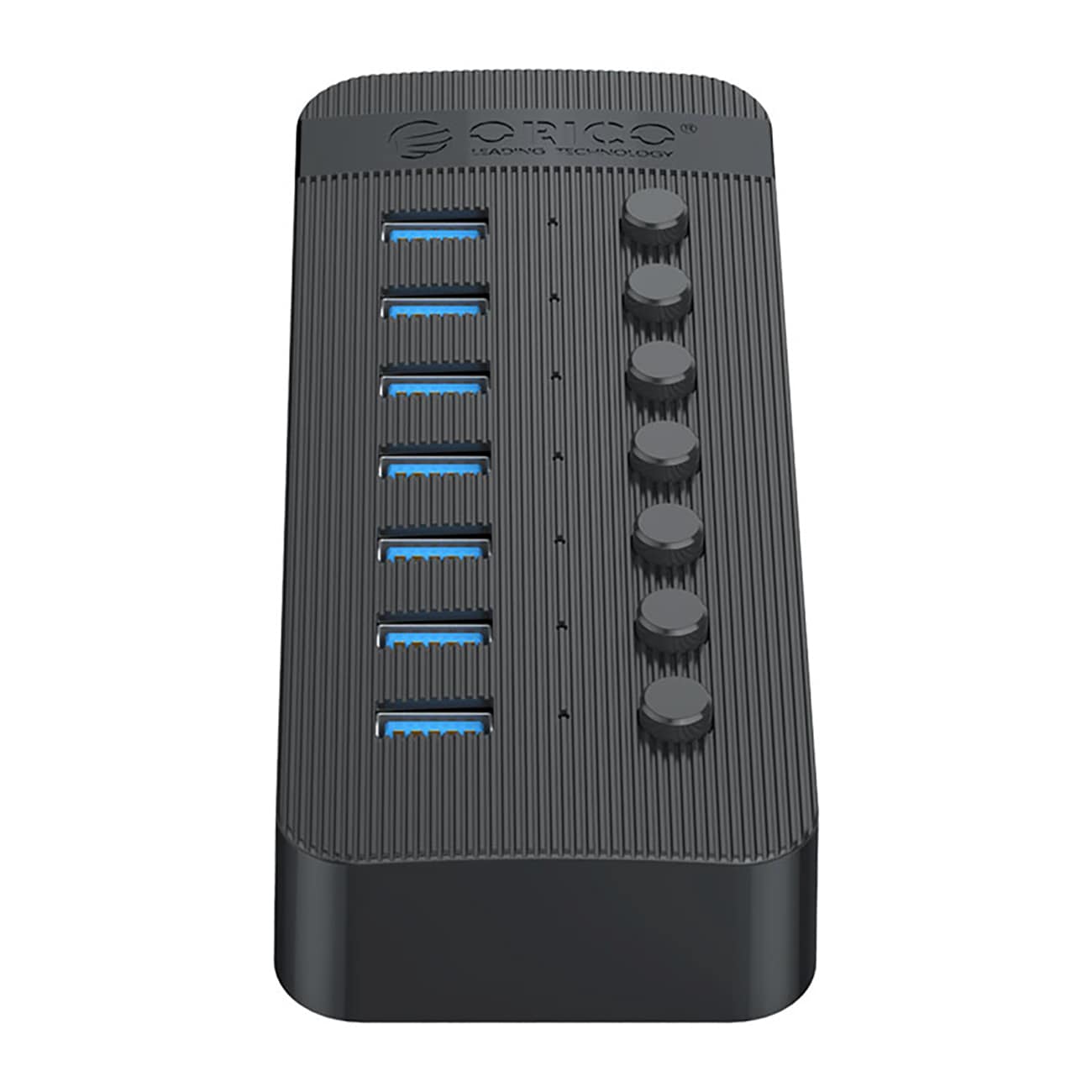 Orico CT2U3-7AB 7x USB-A 3.0-hubb med switchar - svart