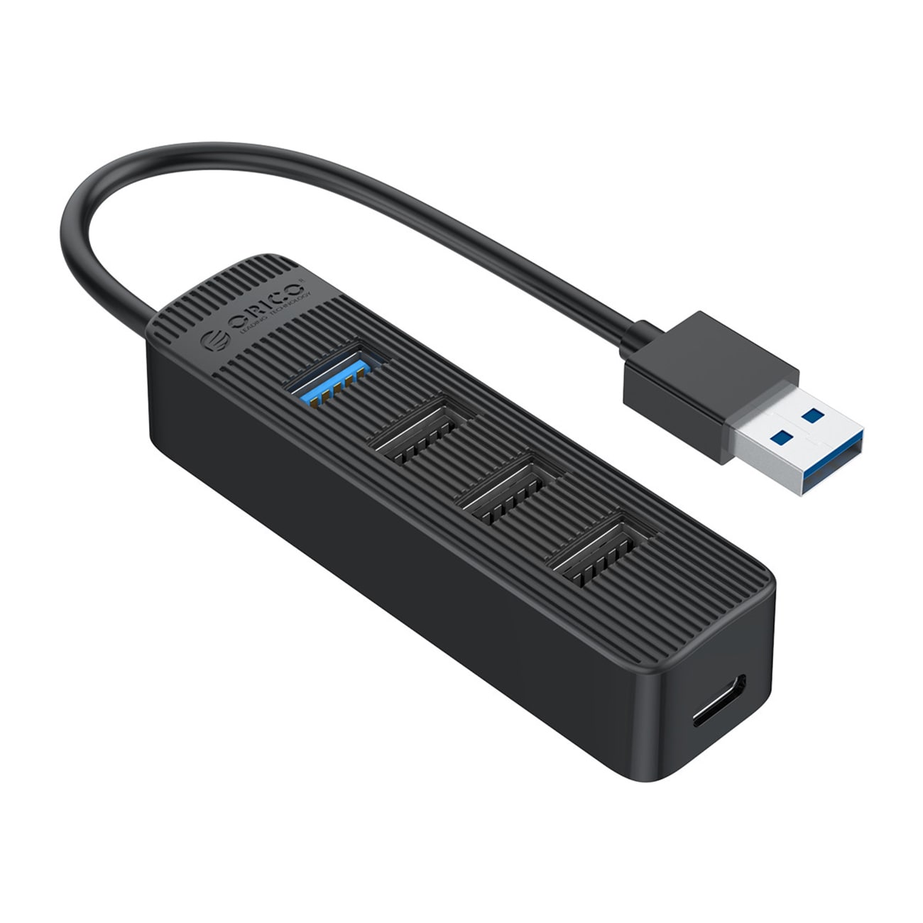 Orico TWU32-4A USB-A 3.1-hubb / 1x USB-A 3.1 + 3x USB-A 2.0 + USB-C 5V/3A - svart