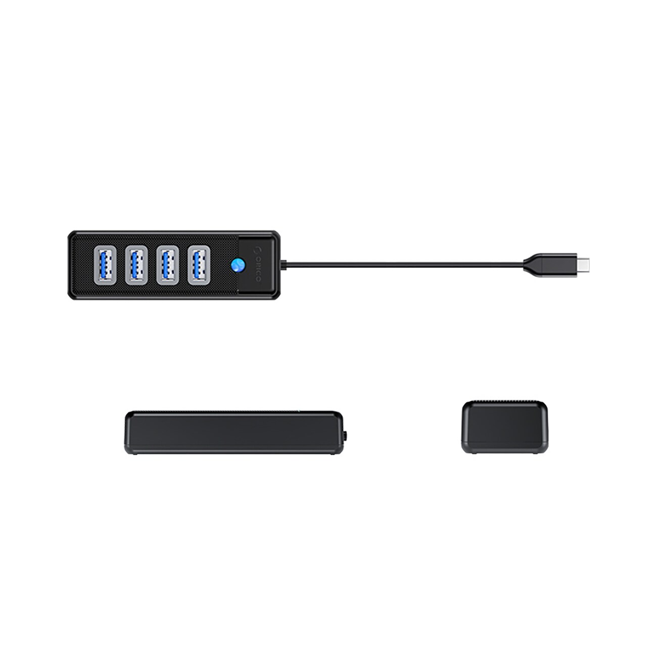 Orico PW4U-C3 USB-C / 4x USB-A 3.0-hubb - svart