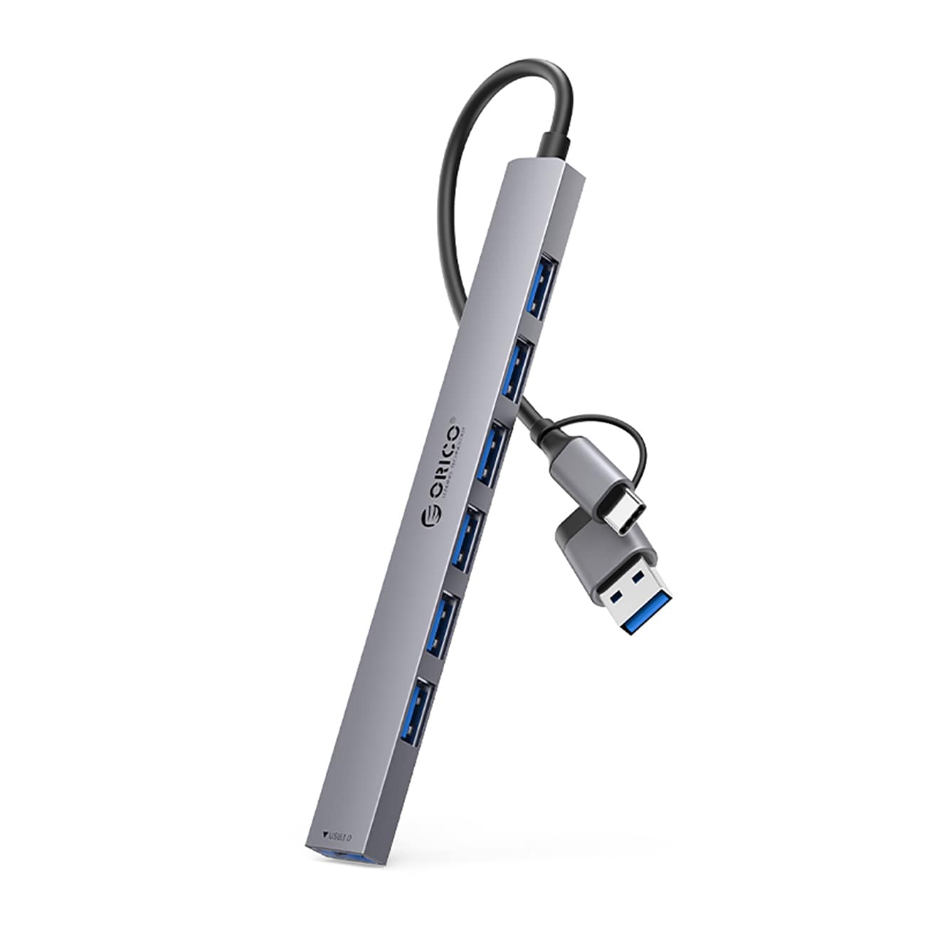 Orico YSA2-U3 USB-A/USB-C Hub Dockningsstation 1x USB-A 3.0 + 6x USB-A 2.0 - Grå