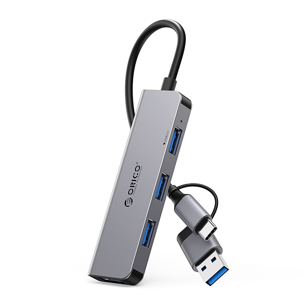 Orico YSA5-U3 USB-A/USB-C Hub Dockningsstation 3x USB-A 2.0 + 1x USB-A 3.0 - Grå