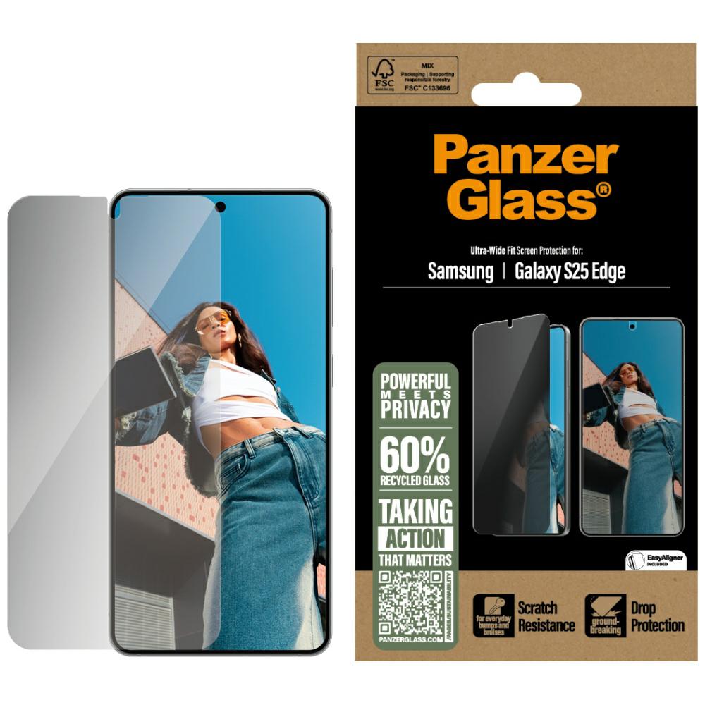 PanzerGlass Ultra-brett integritetsglas för Samsung Galaxy S25 Edge - Klar