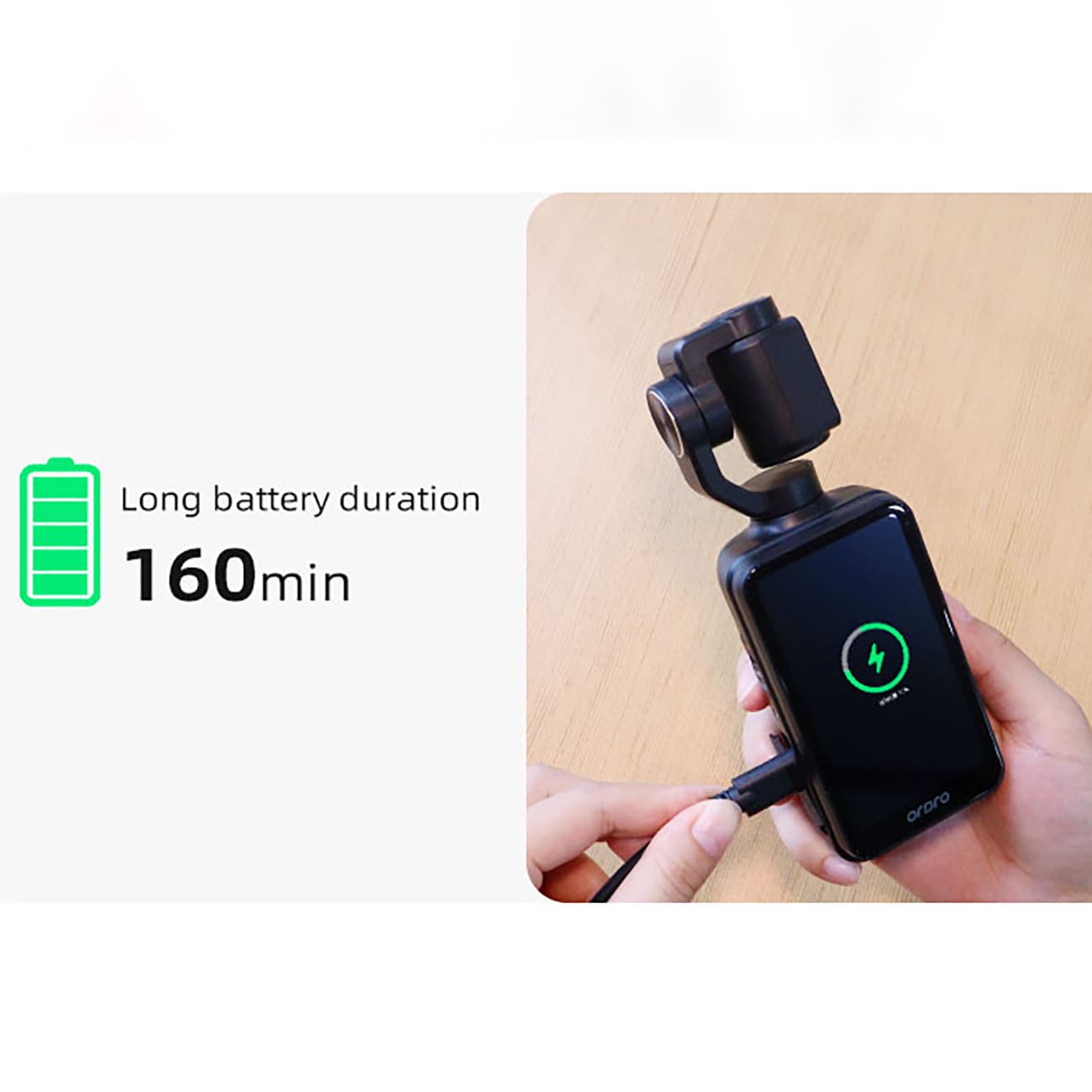 Ordro Pocket M5 3-akset gimbal kamera, 5K, for vlogging og YouTube - Svart