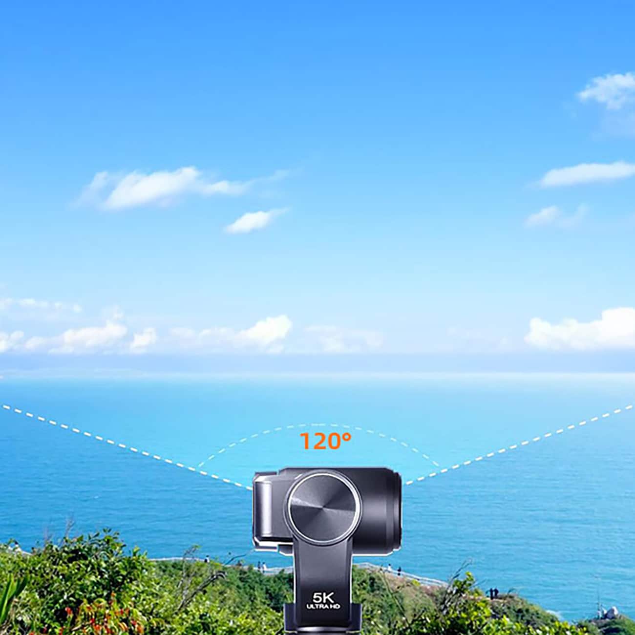 Ordro Pocket M5 3-akset gimbal kamera, 5K, for vlogging og YouTube - Svart