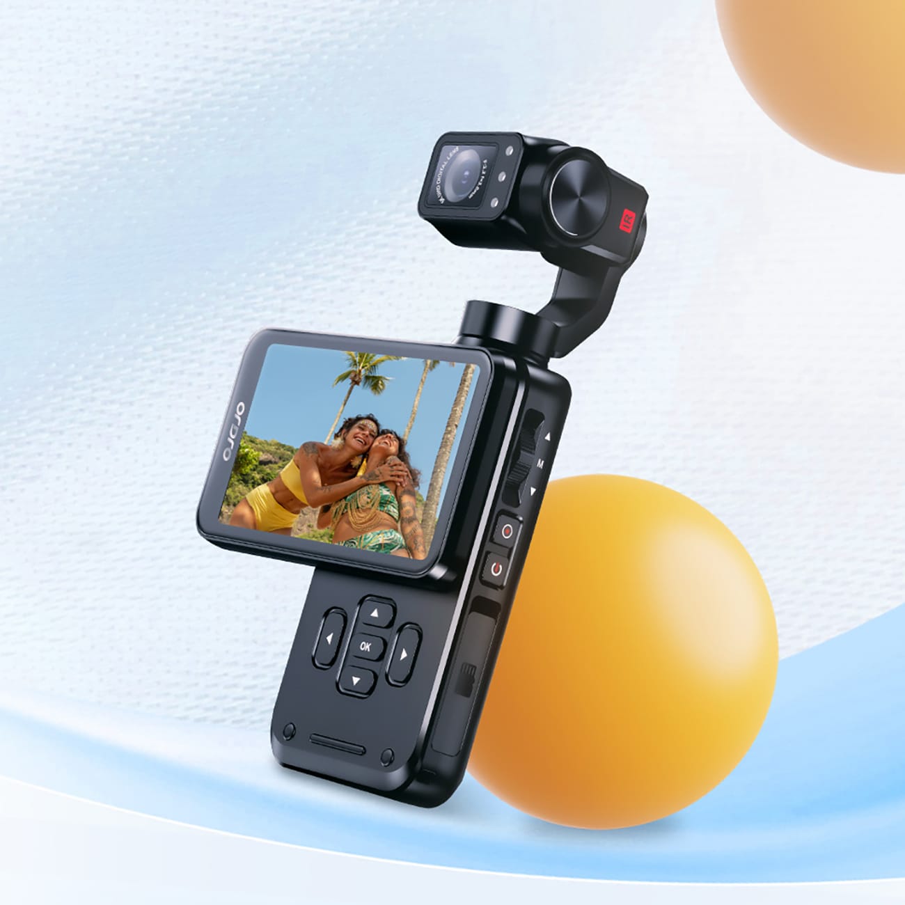 Ordro Pocket M5 3-akset gimbal kamera, 5K, for vlogging og YouTube - Svart