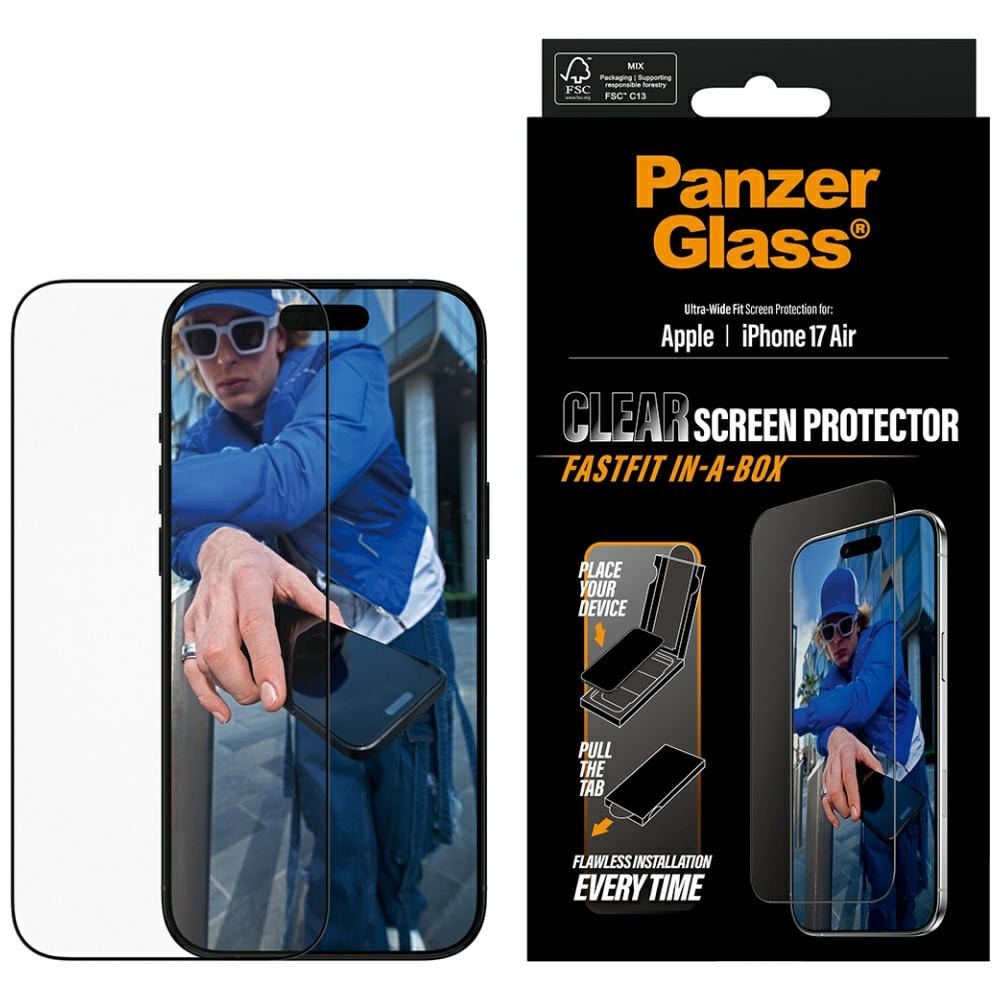 PanzerGlass Ultra-Wide Fit Fastfit härdat glas för iPhone Air