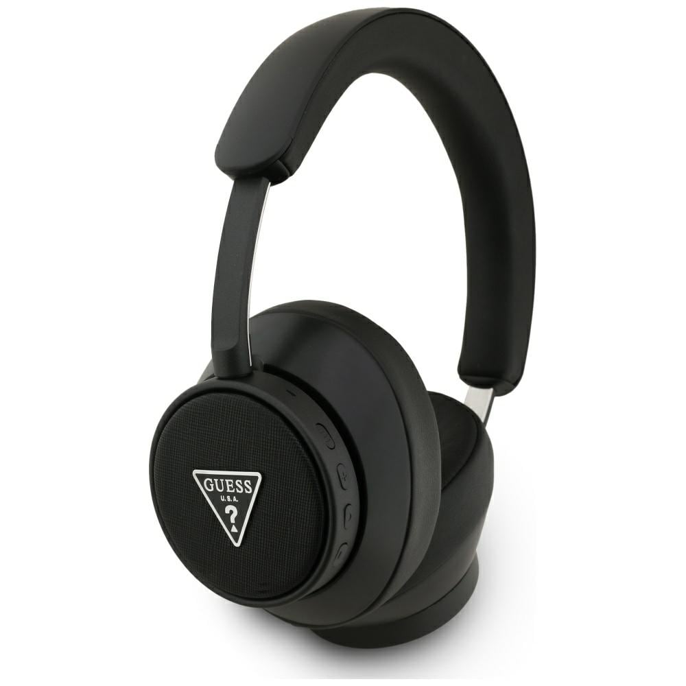 Guess Bluetooth ENC Saffiano Triangle Logo On-Ear hörlurar - Svart