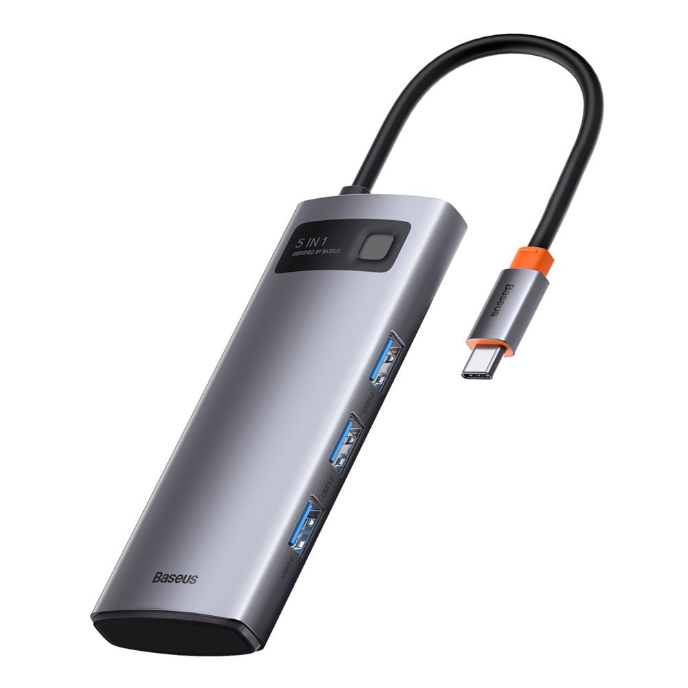 Baseus Metal Gleam Series 5-in-1 USB-C Hub - 100W Power, 4K HDMI, 3x USB 3.2 Gen 1 (CAHUB-CX0G)