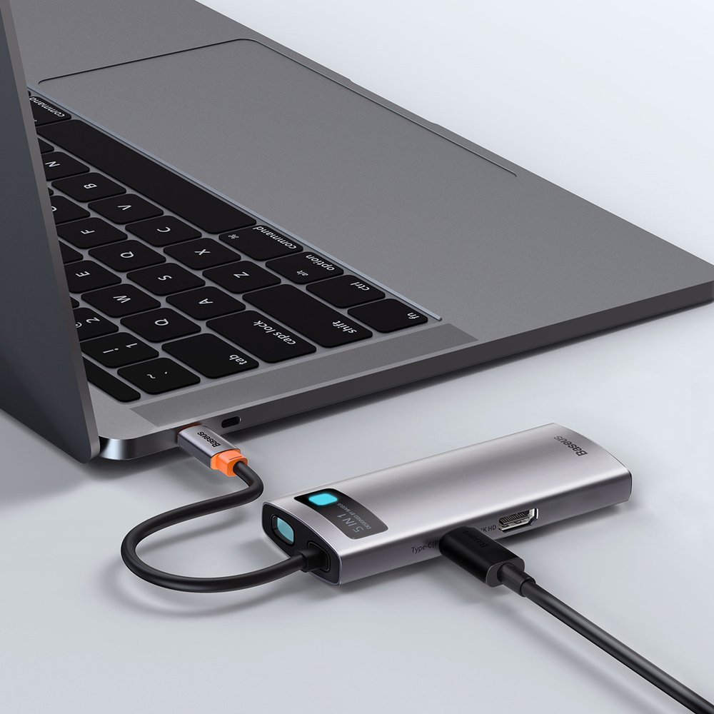Baseus Metal Gleam Series 5-in-1 USB-C Hub - 100W Power, 4K HDMI, 3x USB 3.2 Gen 1 (CAHUB-CX0G)