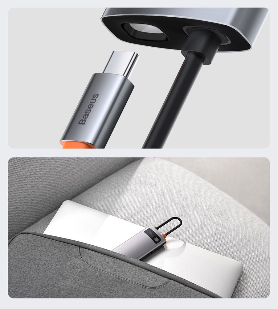 Baseus Metal Gleam Series 5-in-1 USB-C Hub - 100W Power, 4K HDMI, 3x USB 3.2 Gen 1 (CAHUB-CX0G)