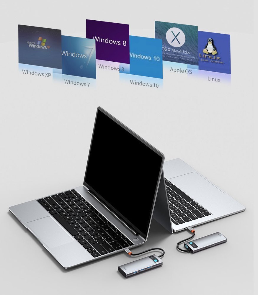 Baseus Metal Gleam Series 5-in-1 USB-C Hub - 100W Power, 4K HDMI, 3x USB 3.2 Gen 1 (CAHUB-CX0G)