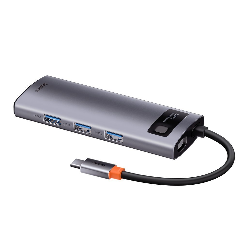Baseus Metal Gleam Series 5-in-1 USB-C Hub - 100W Power, 4K HDMI, 3x USB 3.2 Gen 1 (CAHUB-CX0G)