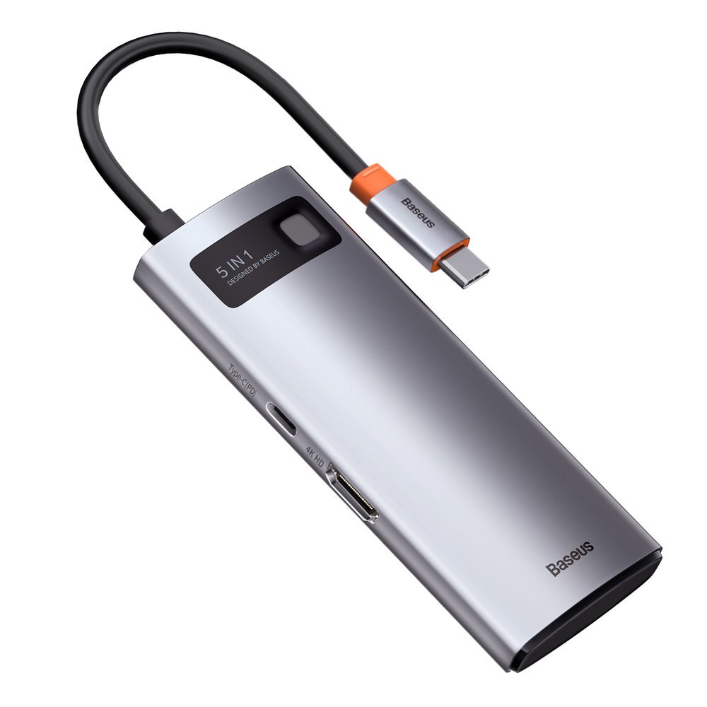 Baseus Metal Gleam Series 5-in-1 USB-C Hub - 100W Power, 4K HDMI, 3x USB 3.2 Gen 1 (CAHUB-CX0G)