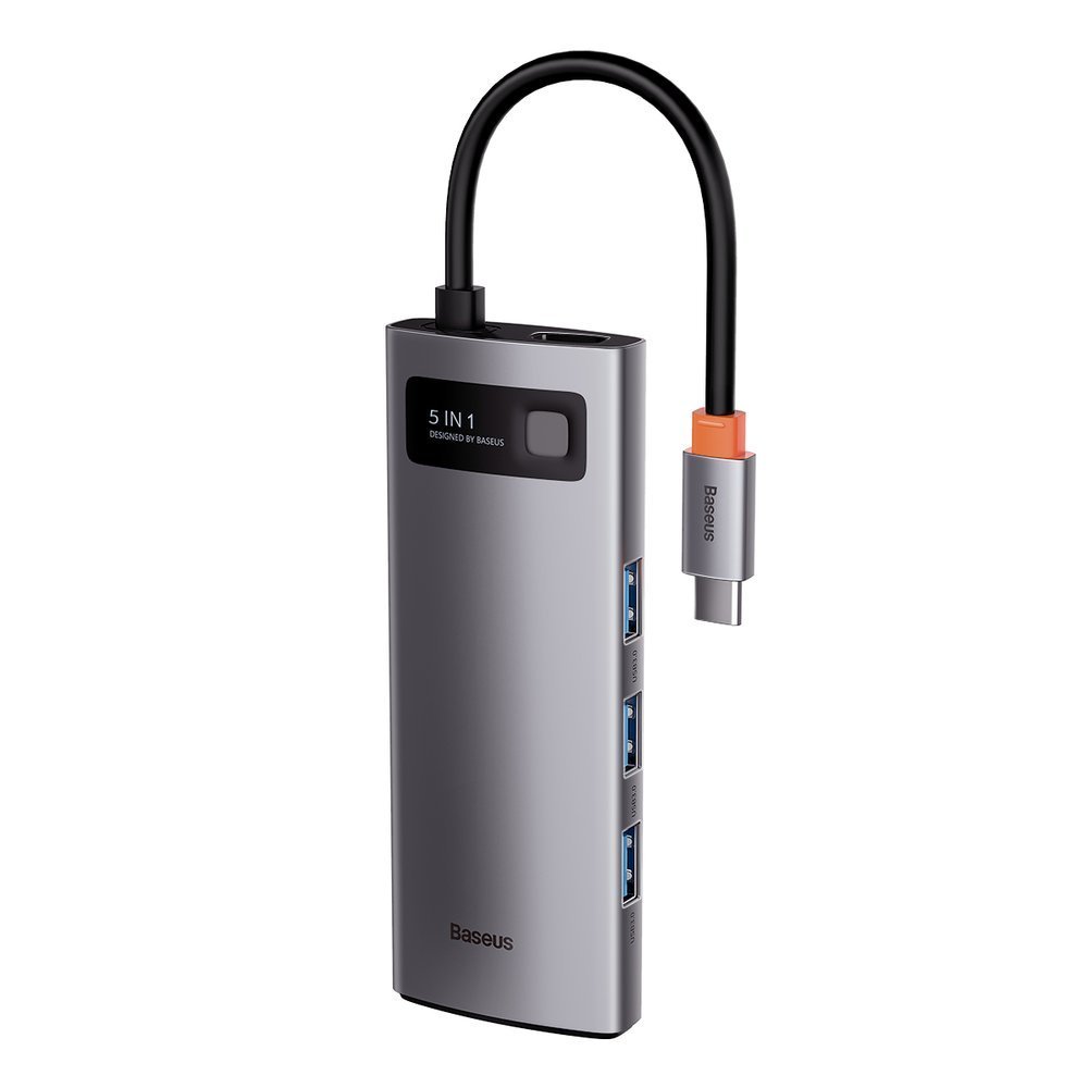 Baseus Metal Gleam Series 5-in-1 USB-C Hub - 100W Power, 4K HDMI, 3x USB 3.2 Gen 1 (CAHUB-CX0G)
