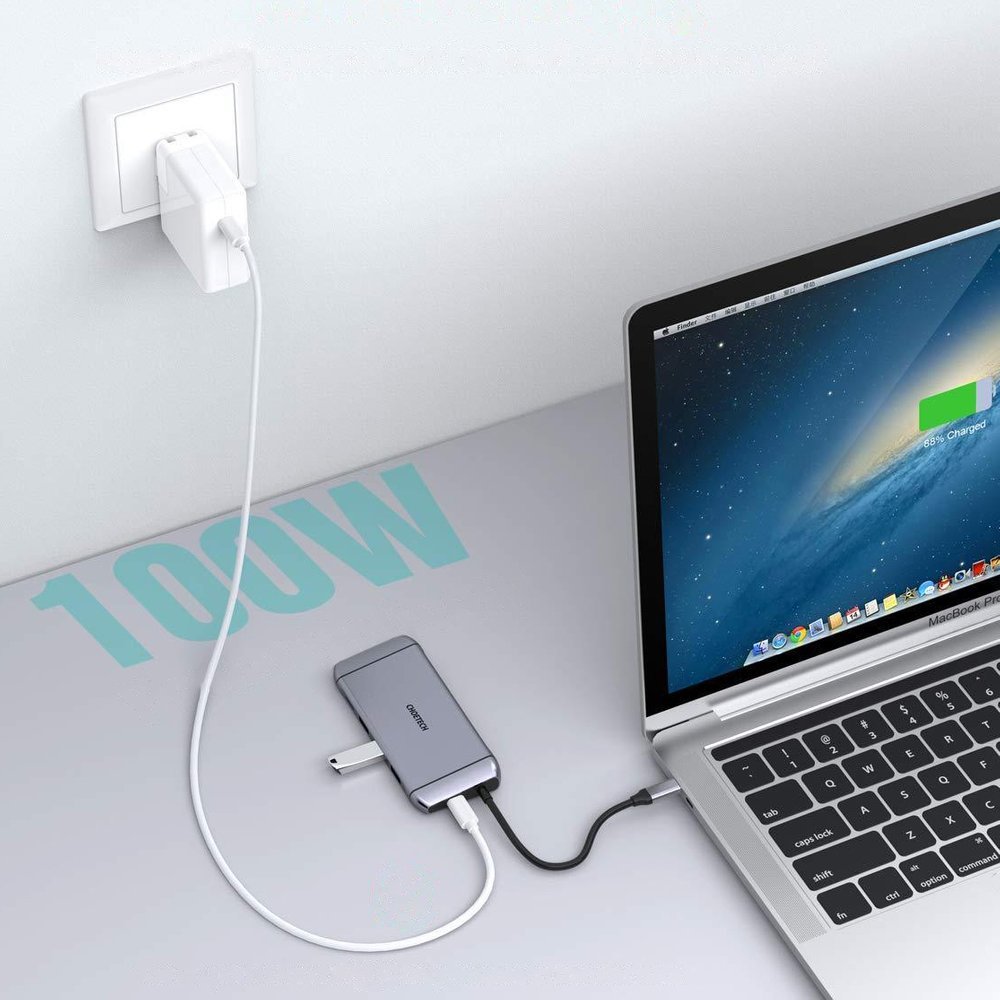 Choetech 9in1 USB Type C HUB - 3x USB 3.2 Gen 1, SD/TF-kortläsare, HDMI 4K, VGA 60Hz, RJ45, grå