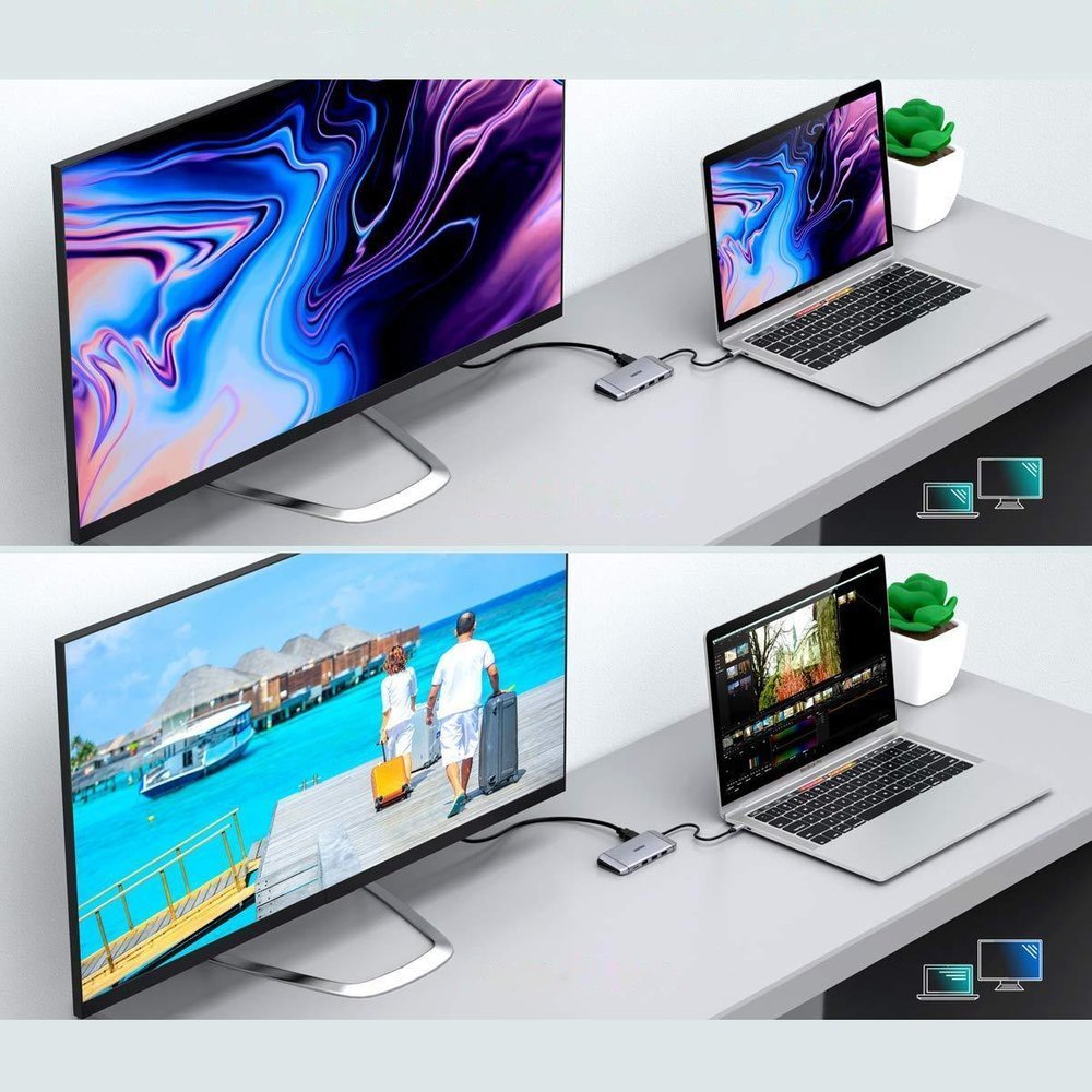 Choetech 9in1 USB Type C HUB - 3x USB 3.2 Gen 1, SD/TF-kortläsare, HDMI 4K, VGA 60Hz, RJ45, grå