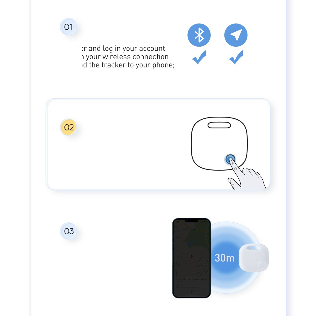 Baseus T2 Pro smart GPS-tracker för barnhandväska nycklar vit (FMTP000002)
