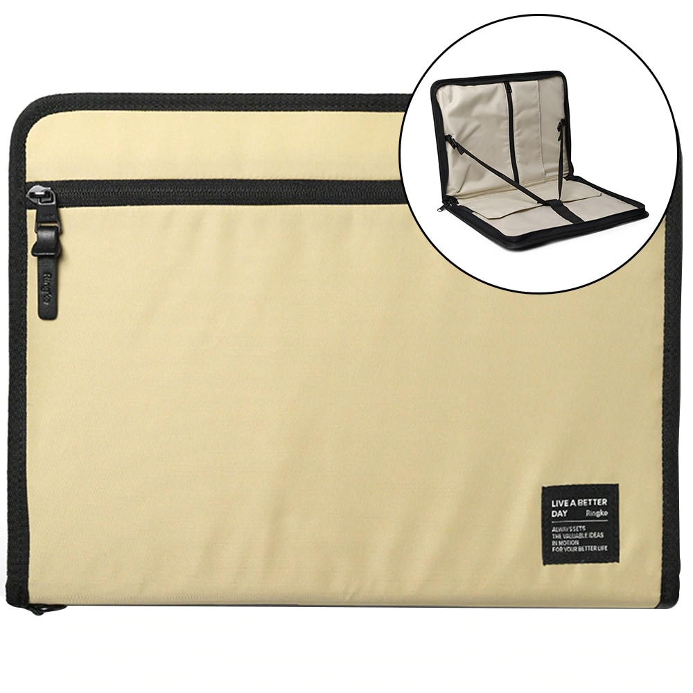 Ringke Smart Zip Pouch för en bärbar dator upp till 13" med stativ - beige
