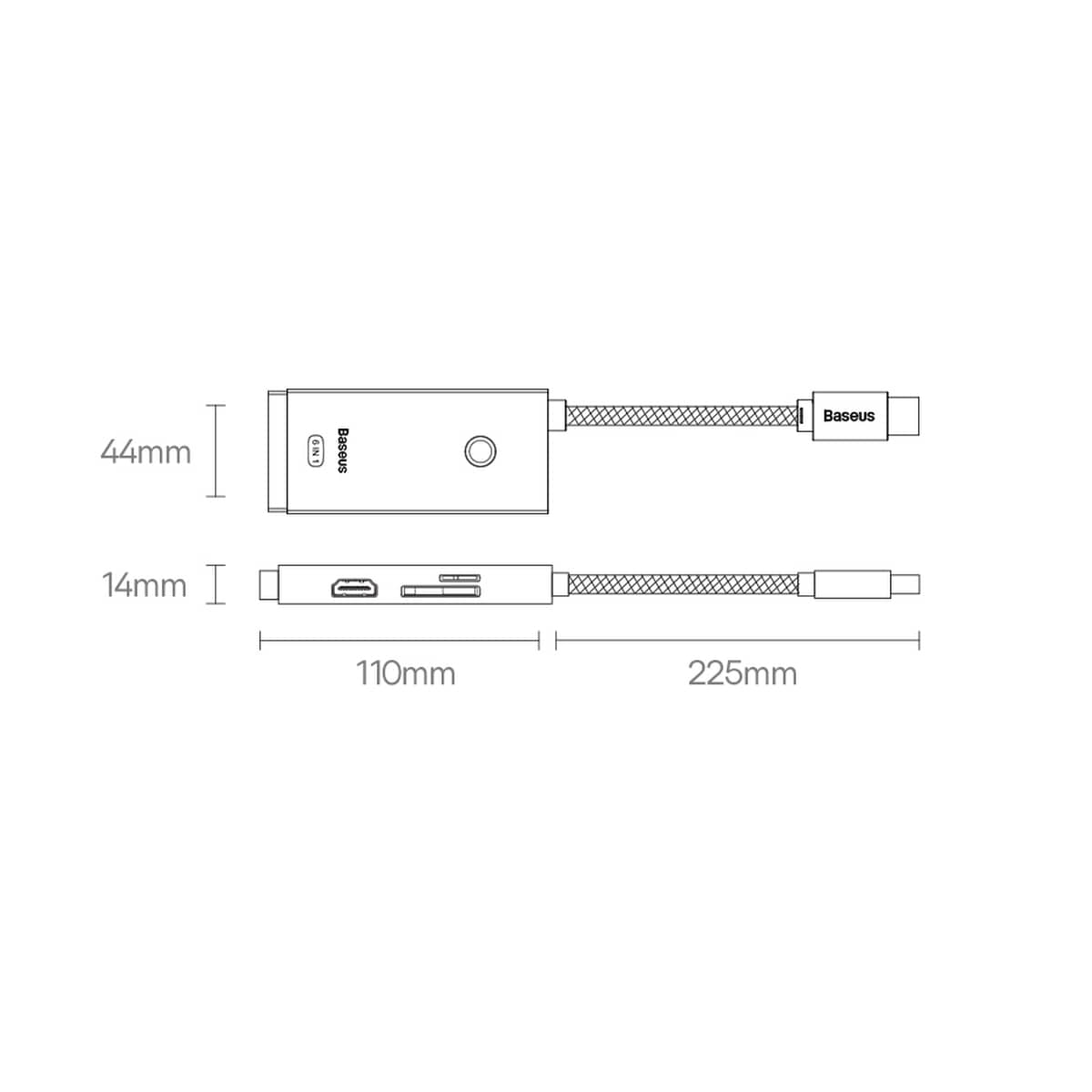 Baseus Lite Series USB Type-C HUB - 2 x USB 3.0 / USB-C / HDMI 1.4 / SD/TF OTG schwarz (WKQX050001)