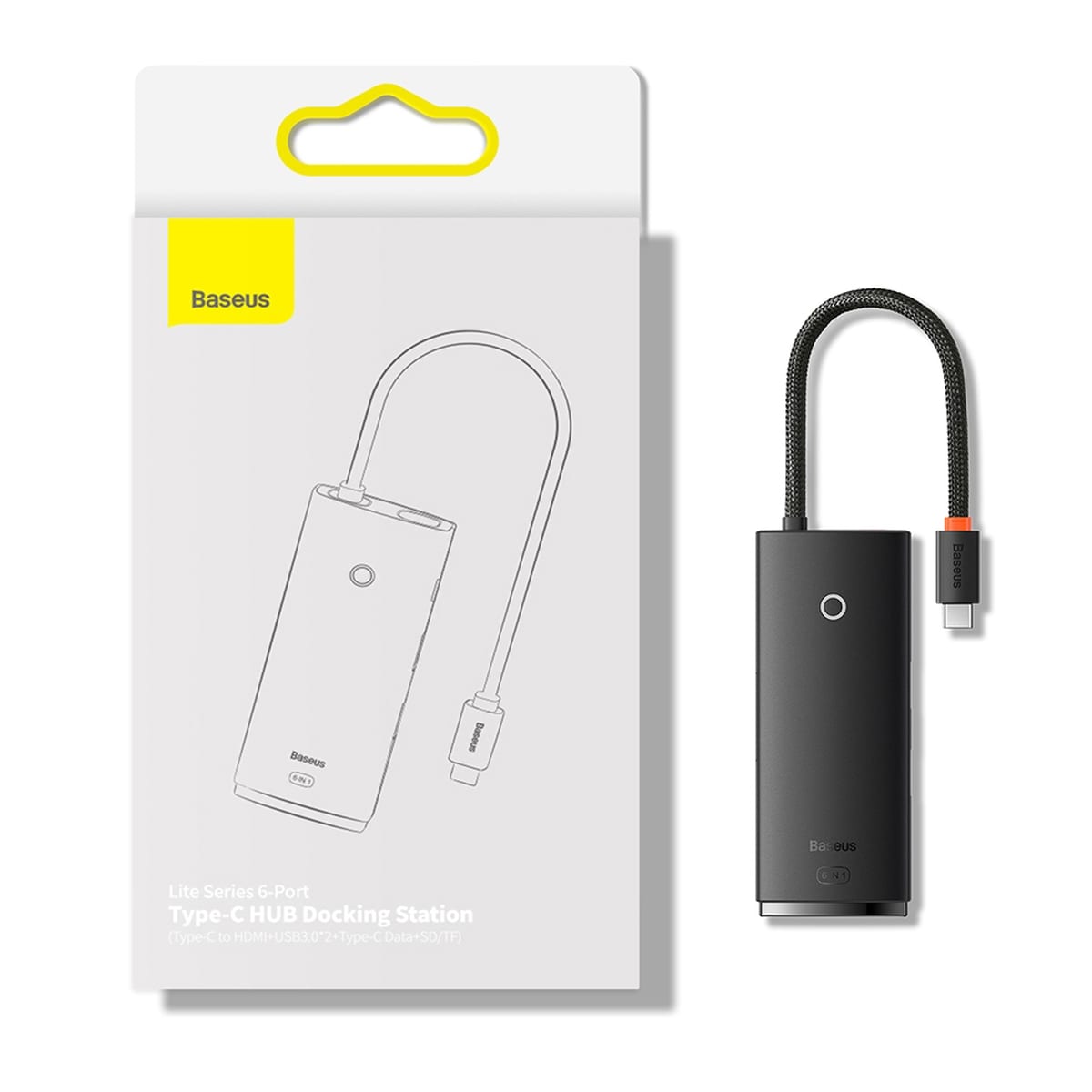 Baseus Lite Series USB Type-C HUB - 2 x USB 3.0 / USB-C / HDMI 1.4 / SD/TF OTG schwarz (WKQX050001)
