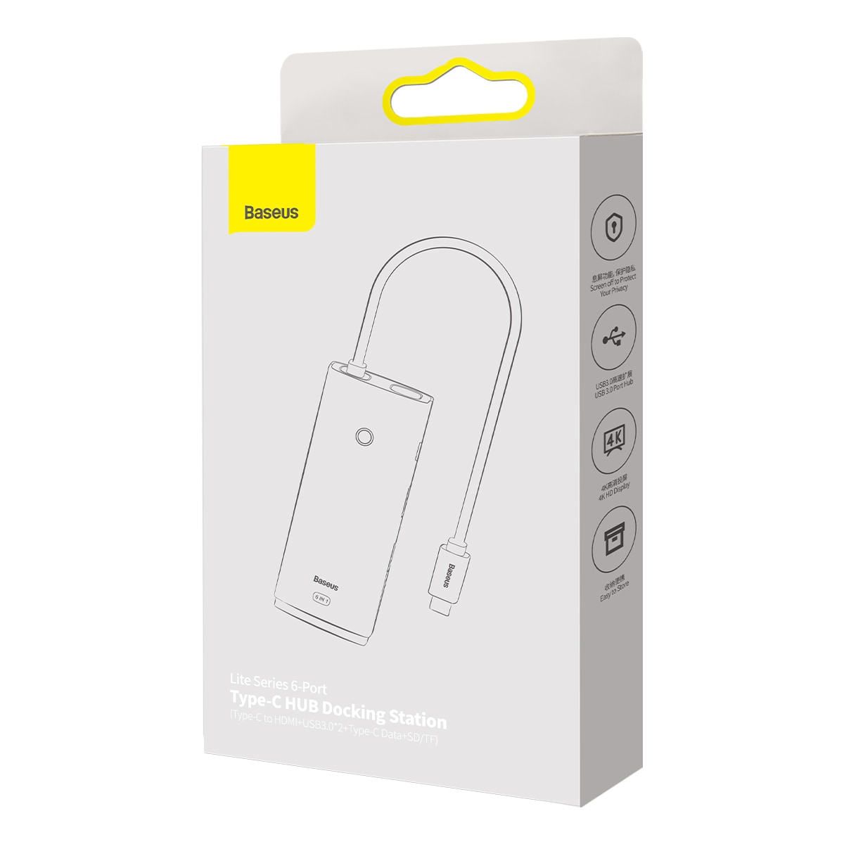 Baseus Lite Series USB Type-C HUB - 2 x USB 3.0 / USB-C / HDMI 1.4 / SD/TF OTG schwarz (WKQX050001)