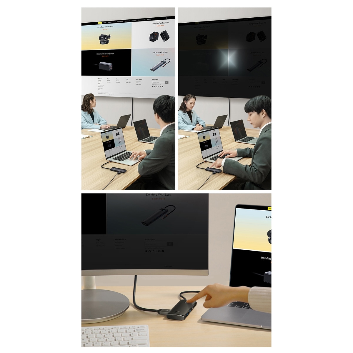 Baseus Lite Series multifunktionell HUB USB typ C - 2 x USB 3.0 / PD / HDMI 1.4 / SD / TF svart