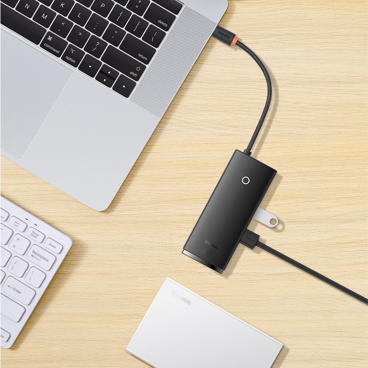 Baseus Lite Series multifunktionell HUB USB typ C - 2 x USB 3.0 / PD / HDMI 1.4 / SD / TF svart