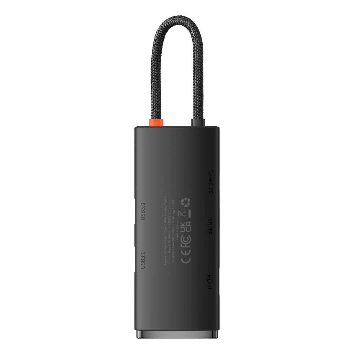 Baseus Lite Series multifunktionell HUB USB typ C - 2 x USB 3.0 / PD / HDMI 1.4 / SD / TF svart