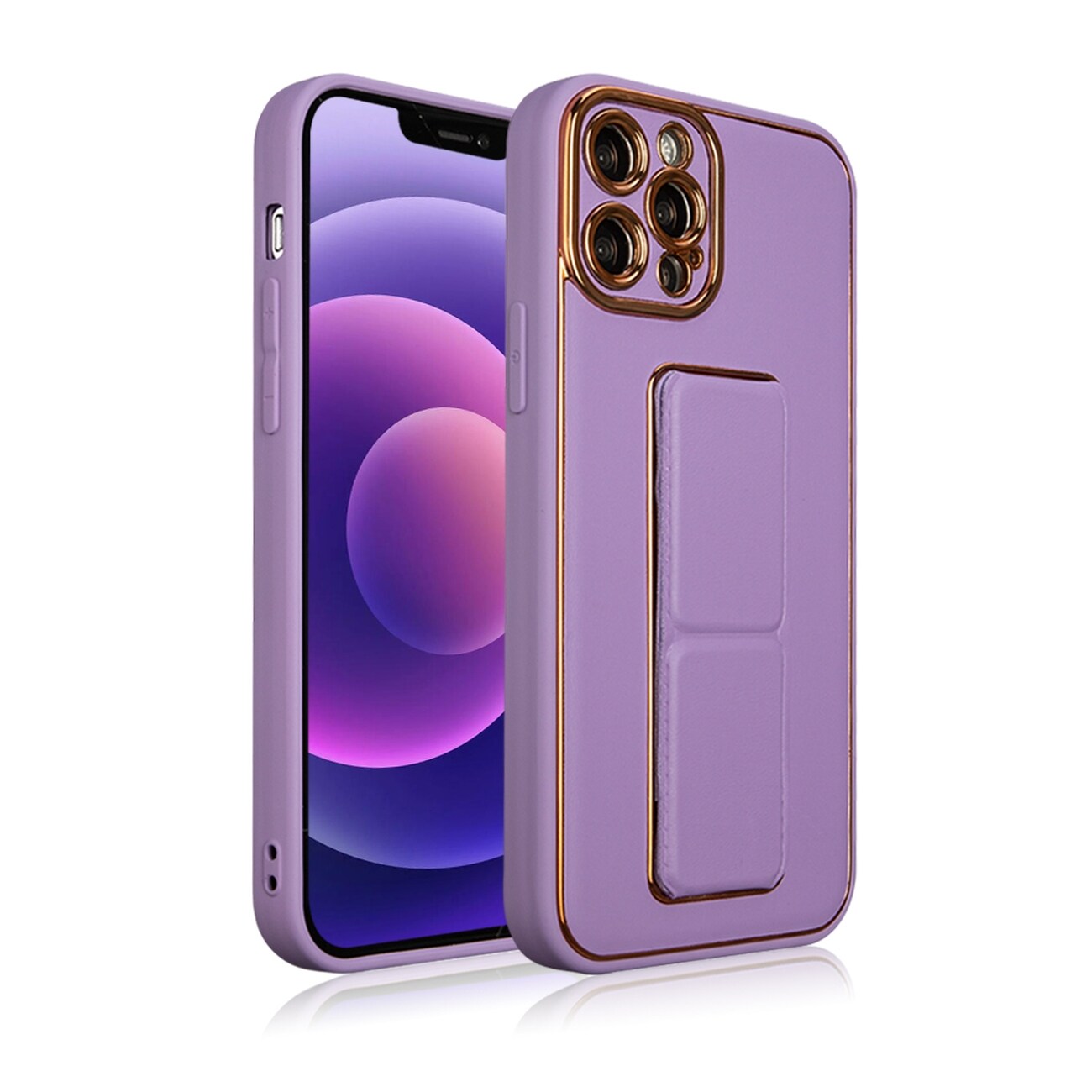 Nyt Kickstand-etui til iPhone 12 Pro med stativ lilla