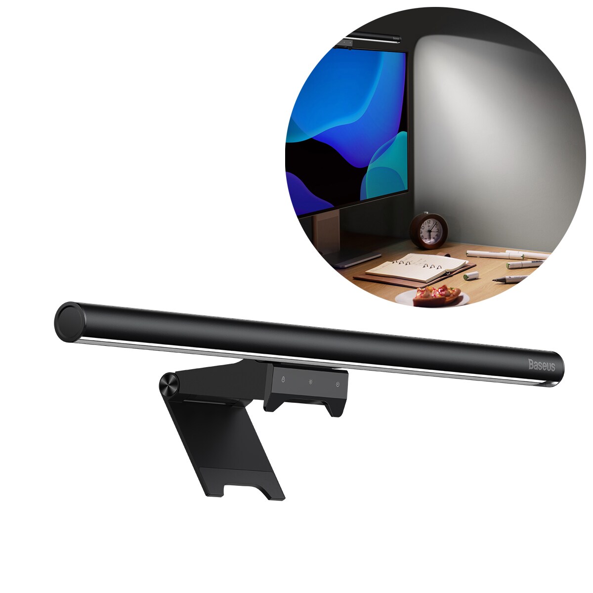 Baseus i-wok2 LED-lampa för belysning av stationär bildskärm svart (DGIW000101)