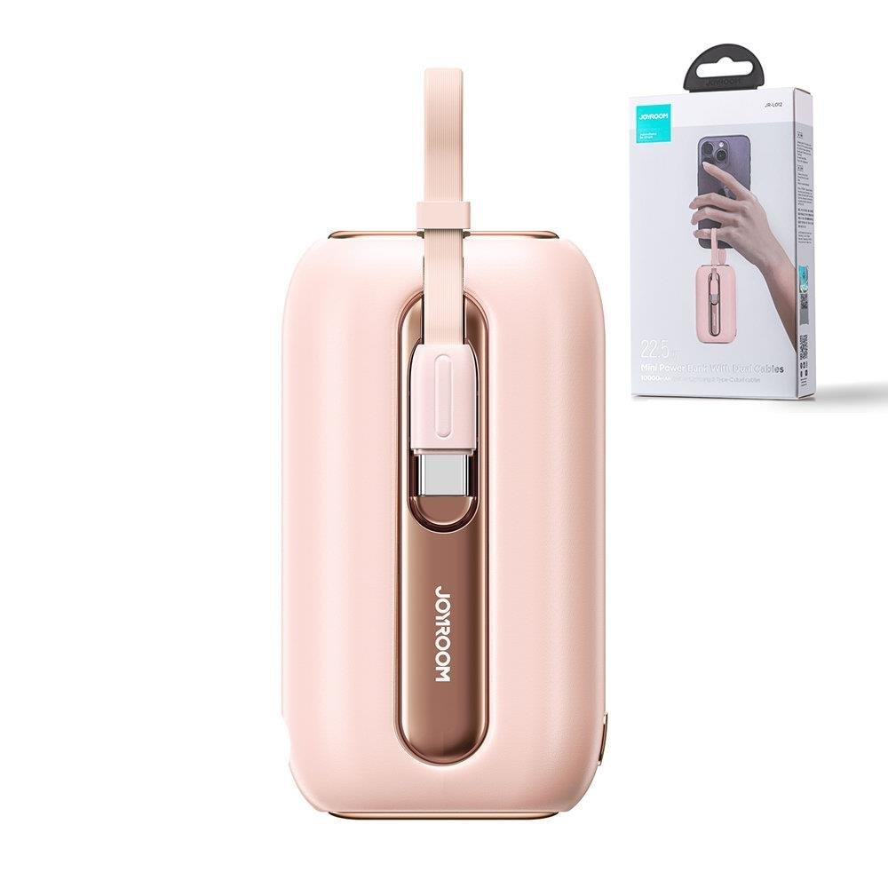 Joyroom 10000mAh Mini Powerbank Colorful Series 22.5W med USB C & Lightning-kablar rosa (JR-L012)