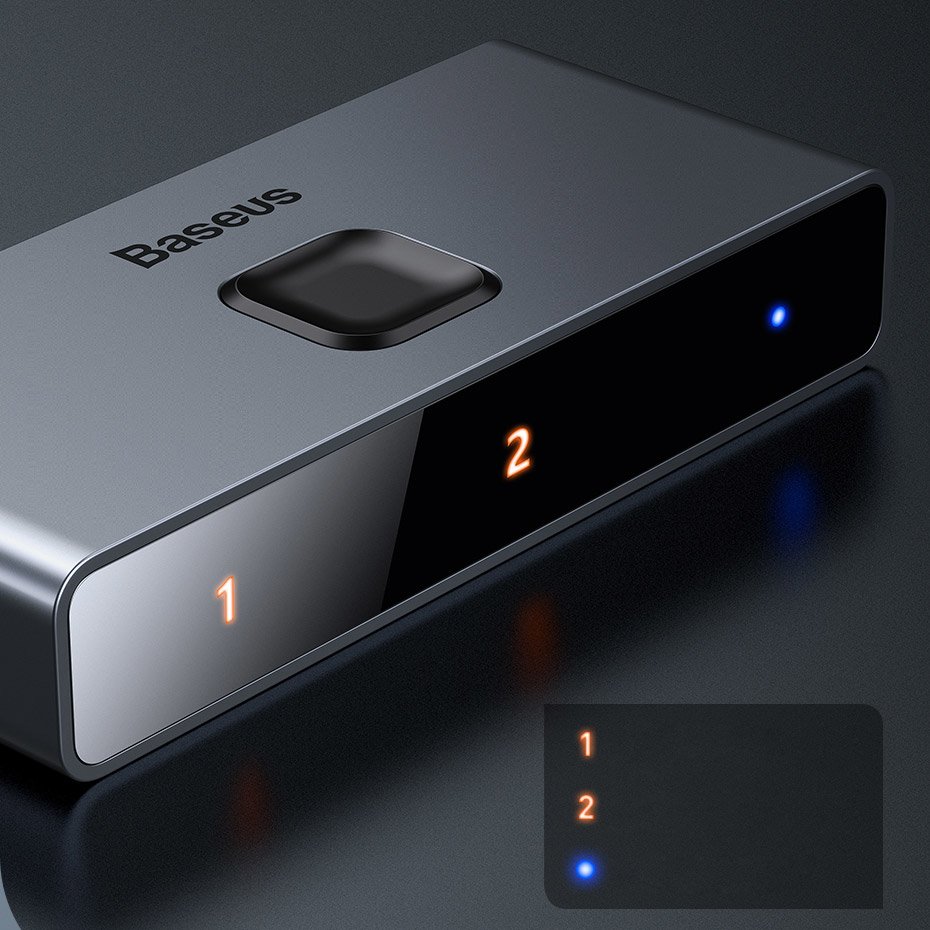 Baseus dubbelriktad switch splitter switcher HDMI - 2x HDMI 4K / 30 Hz grå (CAHUB-BC0G)