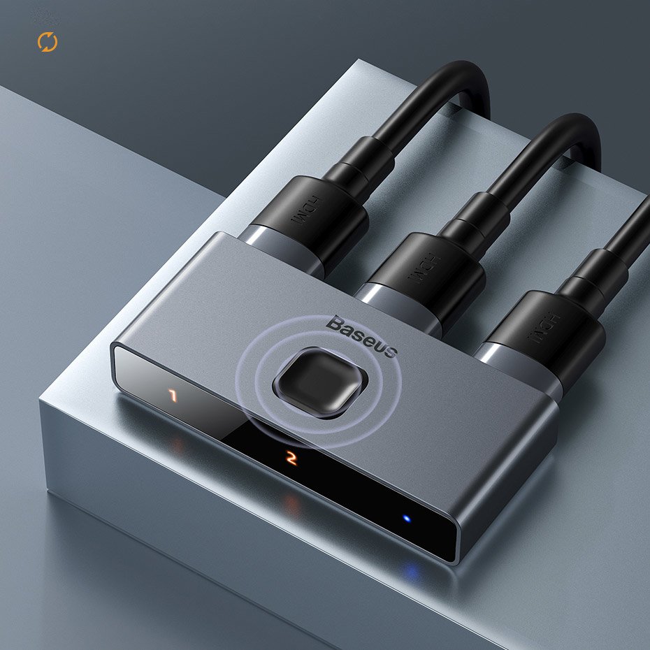 Baseus dubbelriktad switch splitter switcher HDMI - 2x HDMI 4K / 30 Hz grå (CAHUB-BC0G)