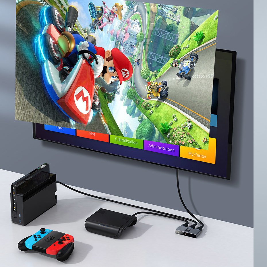 Baseus dubbelriktad switch splitter switcher HDMI - 2x HDMI 4K / 30 Hz grå (CAHUB-BC0G)