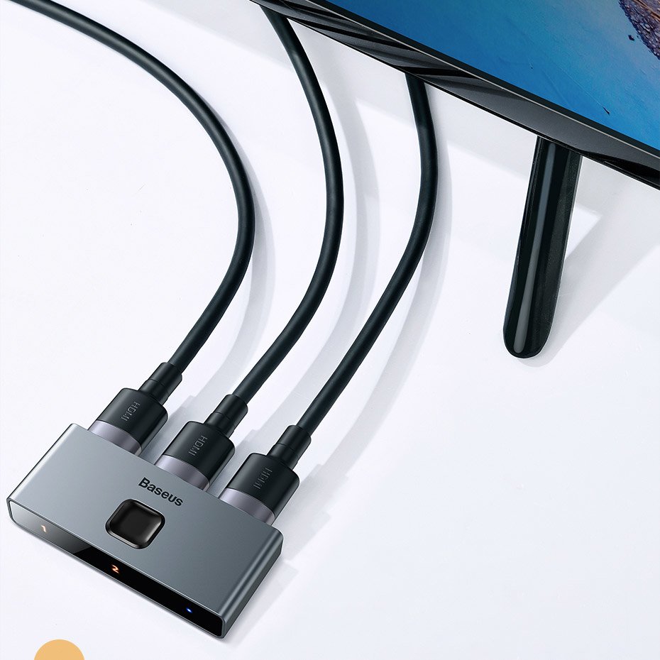 Baseus dubbelriktad switch splitter switcher HDMI - 2x HDMI 4K / 30 Hz grå (CAHUB-BC0G)