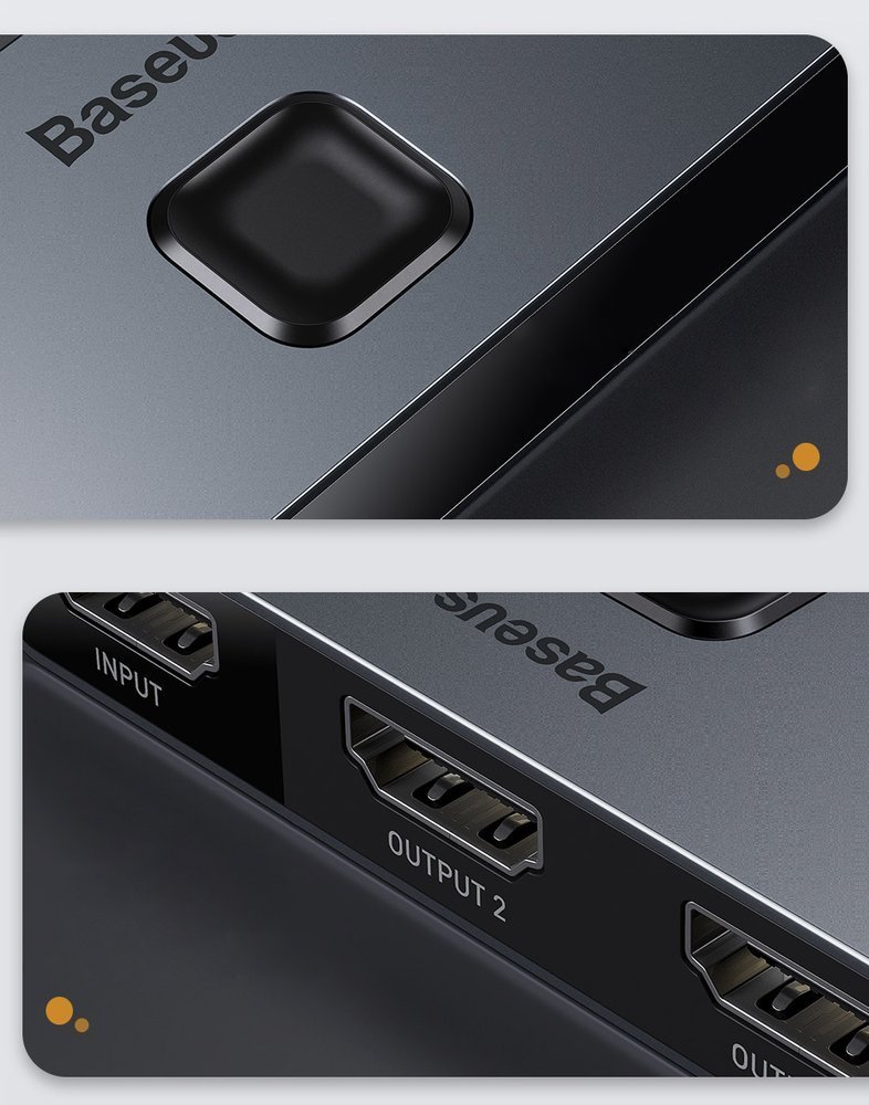 Baseus dubbelriktad switch splitter switcher HDMI - 2x HDMI 4K / 30 Hz grå (CAHUB-BC0G)