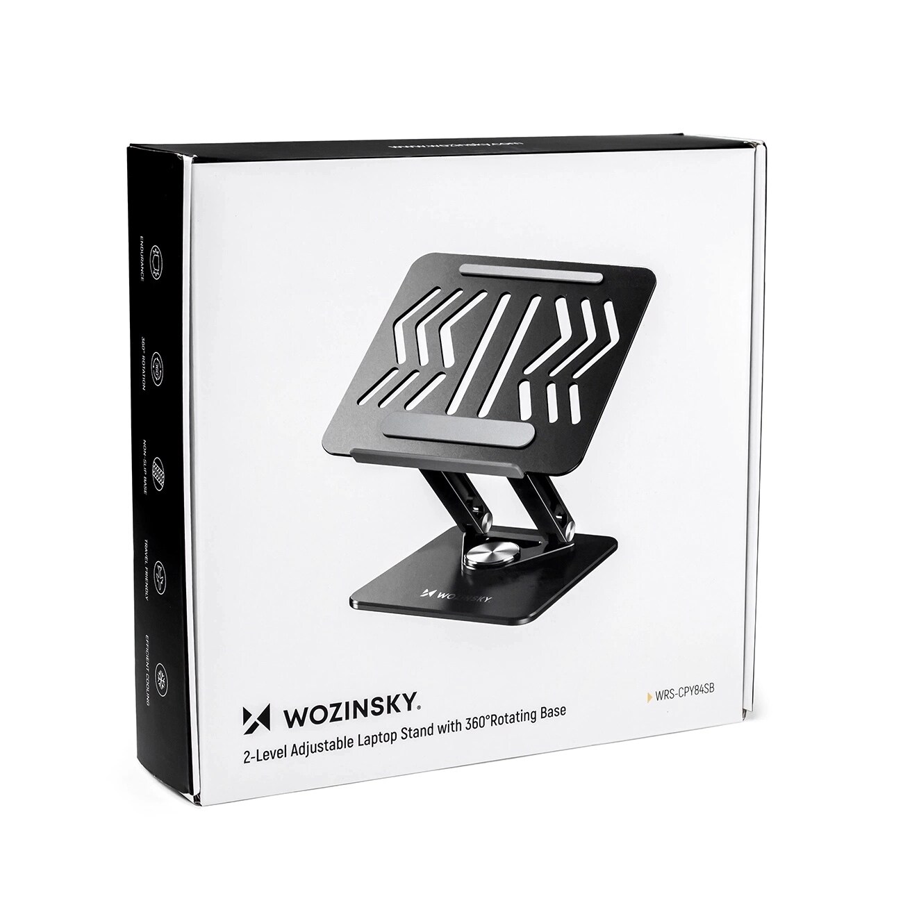 Wozinsky WRS-CPY84SB 360 aluminiumstativ för laptop/surfplatta + gratis smartphone-stativ - svart