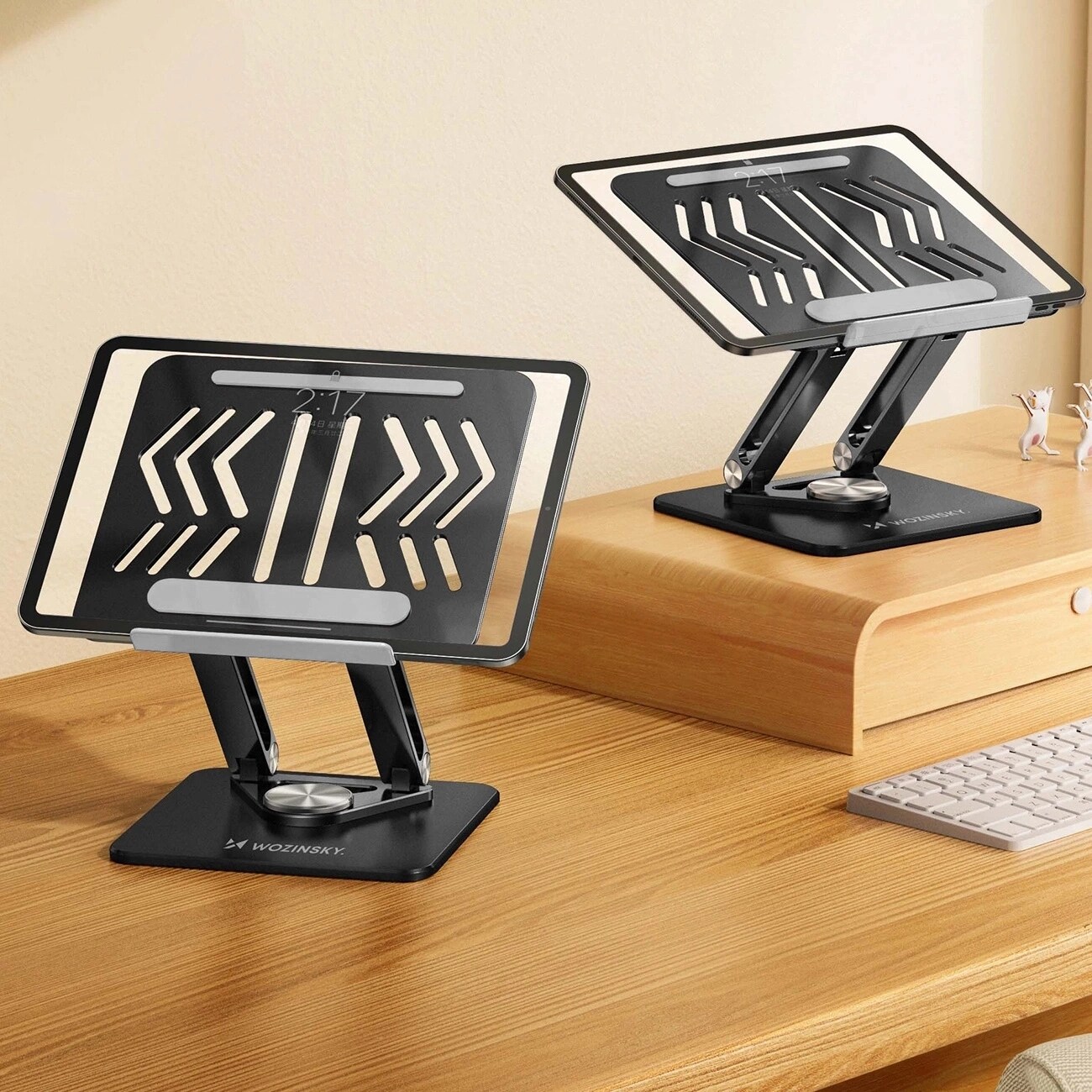 Wozinsky WRS-CPY84SB 360 aluminiumstativ för laptop/surfplatta + gratis smartphone-stativ - svart
