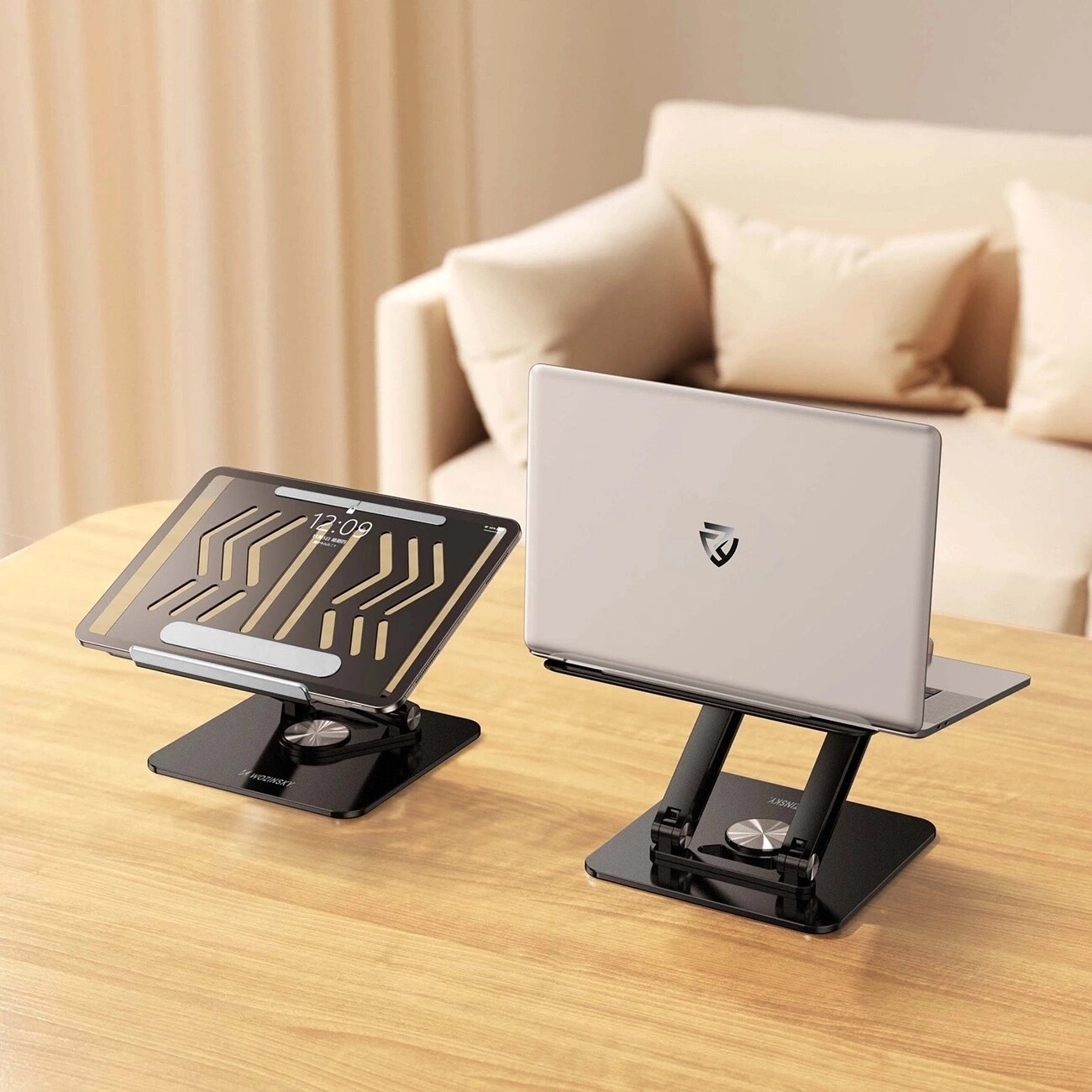 Wozinsky WRS-CPY84SB 360 aluminiumstativ för laptop/surfplatta + gratis smartphone-stativ - svart