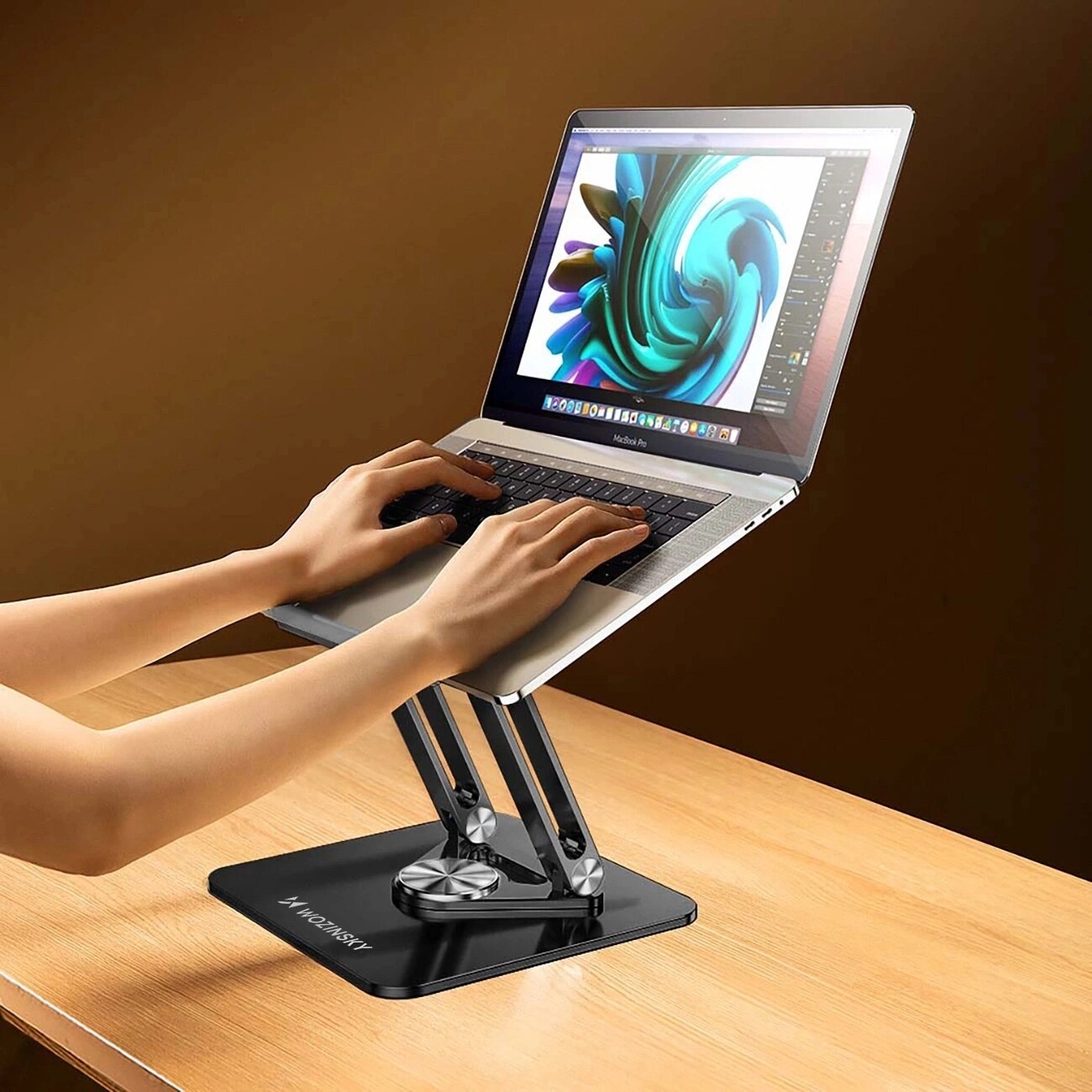 Wozinsky WRS-CPY84SB 360 aluminiumstativ för laptop/surfplatta + gratis smartphone-stativ - svart