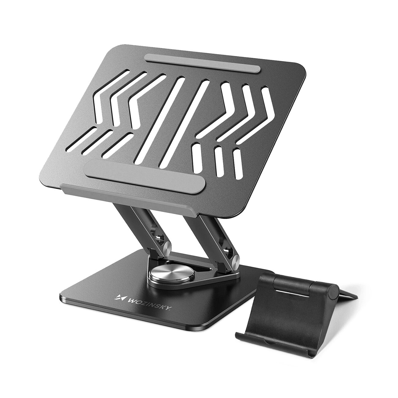 Wozinsky WRS-CPY84SB 360 aluminiumstativ för laptop/surfplatta + gratis smartphone-stativ - svart