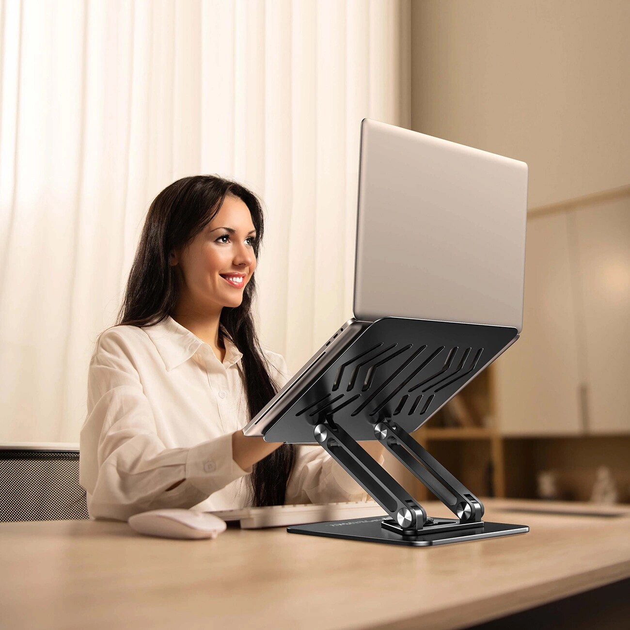 Wozinsky WRS-CPY84SB 360 aluminiumstativ för laptop/surfplatta + gratis smartphone-stativ - svart