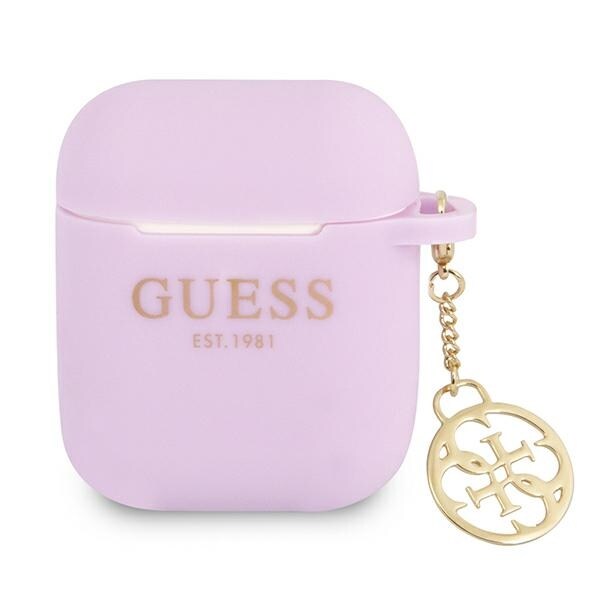 Guess GUA2LSC4EU AirPods 1/2-skydd lila/lila Silikon Charm 4G Collection