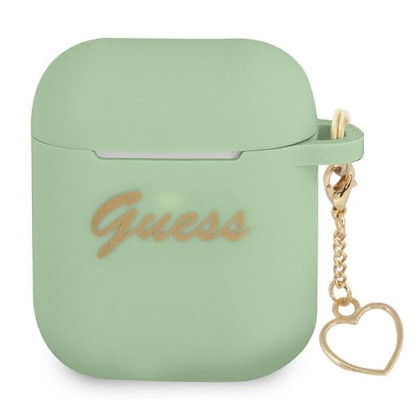 Guess GUA2LSCHSN AirPods skydd grön/grön Silikon Charm Heart Collection