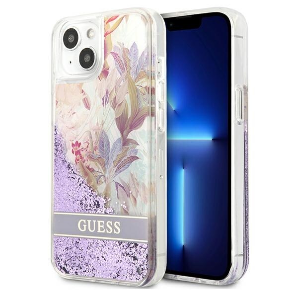 Guess GUHCP13SLFLSU iPhone 13 mini 5,4" lila/lila hårda fodral Flower Liquid Glitter