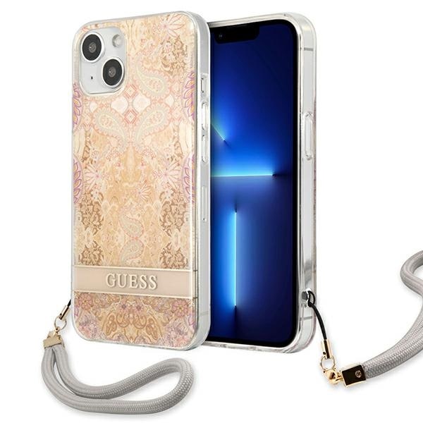 Guess GUHCP13SHFLSD iPhone 13 mini 5,4" guld/guld hårda fodral Blomsterrem