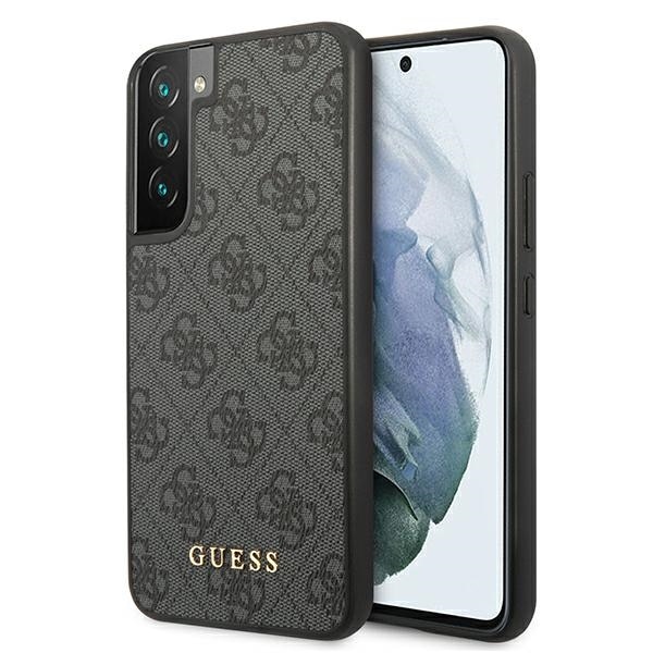 Guess GUHCS22SG4GFGR S22 S901 grå/grå hårt fodral 4G Metall Guld Logo