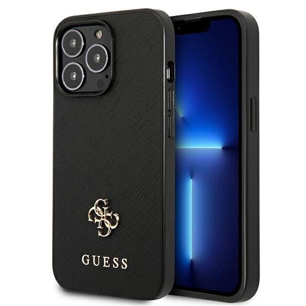 Guess Saffiano 4G Fodral med liten metallogo för iPhone 13 Pro / 13 6,1" - svart