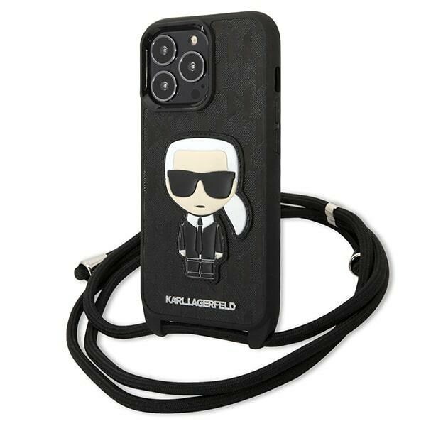 Karl Lagerfeld läderfodral Monogram Patch and Cord Iconik för iPhone 13 Pro / 13 - Svart