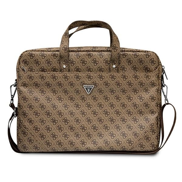 Guess Saffiano 4G Triangle Logo väska för en 16'' bärbar dator - brun